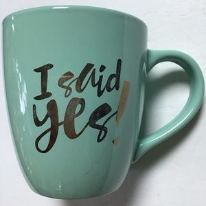 Clay Art I Said Yes Large Seafoam Mint Green Metallic Gold Large Cup Coffee Mug